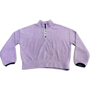 Vtg Y2K Justice Ice Sport Sherpa Cropped Palma Purple Sweatshirt Girls Size L